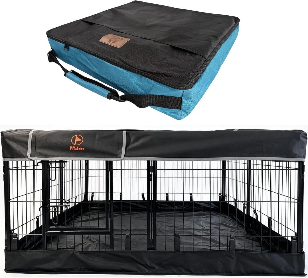 PJYuCien Dog Playpen Outdoor Plus Storage Bag, 24" H 8 Panels Puppy Pen with Square Bottom & Top Cover, Heavy Duty Dog Fence for Camping