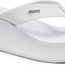 ONCAI Womens Platform Wedge Flip Flops Trendy Dressy Womans Summer Flatform Sandals with Comfortable Walking Outdoor Rubber Soles (7, Beige White
