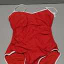 Eomenie Women's One Piece Swimsuit Tummy Control Slimming Bathing Suit Color Block Spaghetti Strap 1 Piece Swim Suit Swimwear (Red and White) Small 