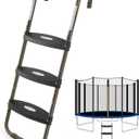 HBTower Trampoline Ladder, 3-Step Trampoline Steps with Horizontal Wide Steps, Skid-Proof Steps Universal Hook, UV Treated Steel, 220Lbs Capacity Trampoline Stairs Accessories for Kids/Children
