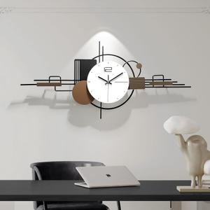 Modern Wall Clock for Living Room,Large Decorative Wall Clock,Creative Silent Clock Battery Operated Metal Wall Art for Entryway/Bedroom/Office/Dinning Room/Kitchen Decor 35''Lx16''W