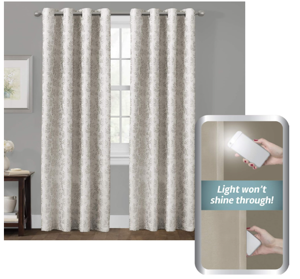 Smart Curtains Easy Hang Curtain Hidden Back Hooks Panel 40inX84in, Ivory Floral