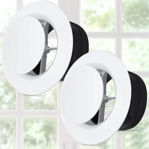 Baquler Air Vent Covers, ABS Adjustable Soffit Vent, Soffit Vents Round Ceiling Diffuser for Living Room Closet Bathroom Indoor Ventilation Use (4 Pcs, 6 Inch,White)