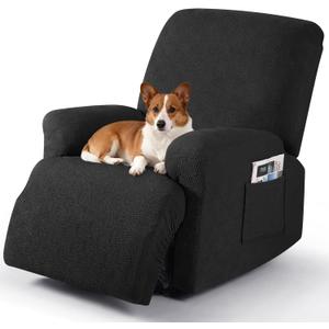 Timeles Recliner Covers Recliner Chair Covers Reclining Couch Covers Sofa Slipcovers Stretch Soft Washable (Single-Seater, Black)