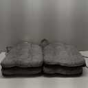 downluxe Indoor Chair Cushions for Dining Chairs, Tufted Overstuffed Textured Foam Kitchen Chair Pads with Ties and Non-Slip Backing, 15.5" x 15.5" x 4", Dark Grey, 4 Pack