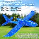 Fuwidvia Electric Foam Airplane Toy, 2 Pack LED 15/25s Plane Toy for Boys, Outdoor Flying Toy Birthday Gifts for Boys Girls 3-12 Years Old Kids Christmas Easter