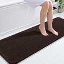 OLANLY Bathroom Rugs 59x20, Extra Soft Absorbent Chenille Bath Rugs, Rubber Backing Quick Dry, Machine Washable Bath Mats for Bathroom Floor, Tub and Shower, Home Decor Accessories, Brown