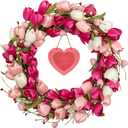 20 Inches Valentines Day Wreath Pink Valentine Wreath for Front Door Colorful Valentine Door Wreaths Tulip Wreaths for Yard Wedding Indoor Porch Wall Outside