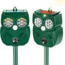 Solar Ultrasonic Animal Repellent Outdoor, 2Pack Waterproof Deer Repellent Devices with RIP Motion Sensor LED Flashing Lights, Cat, Raccoons, Skunks, Rabbits Deer Deterrent Outdoor