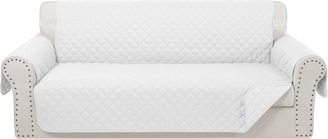 Reversible Sofa Covers Couch Cover Furniture Protector for Dogs Elastic Straps Water Resistant(Sofa,White/White)
