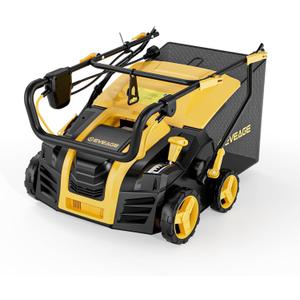 2026 Upgraded Electric Dethatcher Scarifier 16-Inch, EVEAGE 2-in-1 Lawn Dethatcher with 5-Position Depth Adjustment, 14.5-Gallon Collection Bag, Quick-Fold Lawn Scarifier for Healthy Lawn