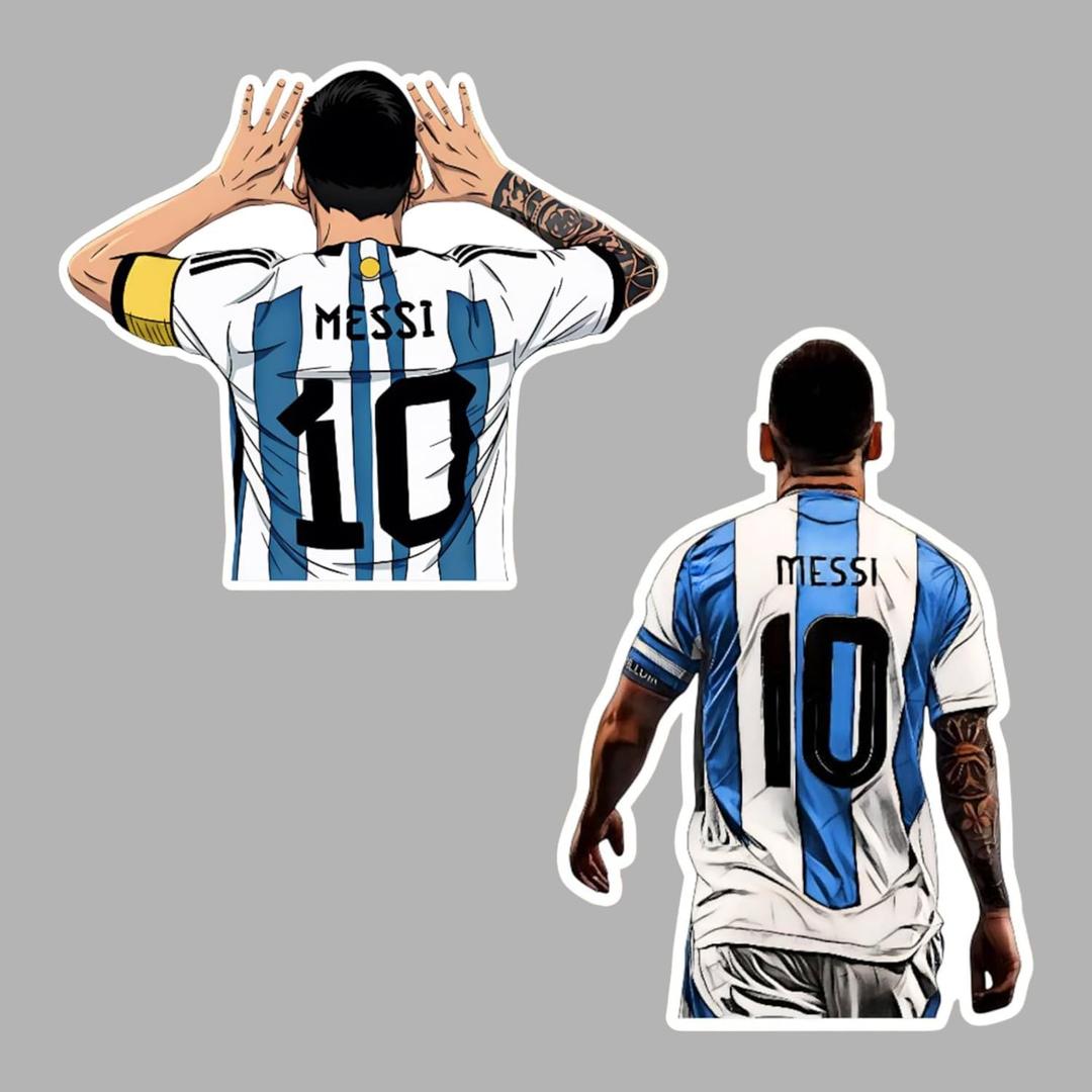 2 PCS Messi Stickers, Argentina Football Legend Decal Stickers, Messi 10 Vinyl Stickers for Water Bottles, Laptop Decals for Soccer Fans, Waterproof Sports Stickers (0102)
