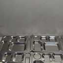 Fasmov 4 Pack Stainless Steel Rectangular Divided Dinner Tray, 6 Sections Stainless steel Metal Plate for Adults, Picky Eaters, Campers, and Portion Control
