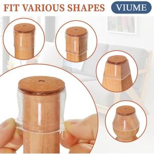 24 Pcs Chair Leg Floor Protectors for Hardwood Floors Silicone Covers Felt Pads Furniture Leg Caps Anti-Scratch Reduce Noise Fit (1-5/16" to 2")