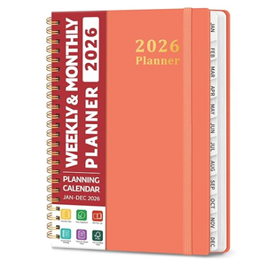 2026 Planner, Weekly and Monthly Calendar Planner, January 2026 - December 2026, Hardcover 2026 Calendar Book with Tabs For Women & Men, Inner Pocket, Spiral Bound, Perfect for Office Home School Supplies - A5 (6.3" x 8.5"), Orange