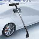 3 In 1 Snow Brush and Ice Scraper for Car Windshield Extendable Snow Removal 360 Pivoting Vehicle Winter Shovel Brush Snow Scraper with Long Handle (Grey)
