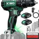 KIMO Cordless Drill Set with 20V 2.0Ah Battery 2 Packs, 0-1350 RPM, Max 350 In-lb Torque, 3/8" Keyless Chuck, 18+2 Clutch Setting, 18pcs Accessories, Power Drill for Drilling Wood Bricks Walls Metal