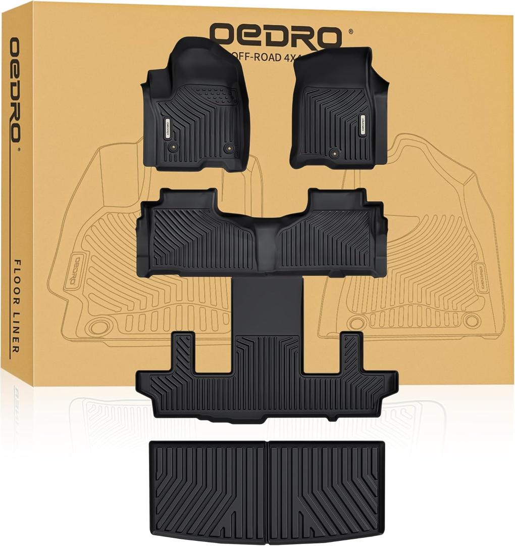 OEDRO Floor Mats & Cargo Liner for Chevy Tahoe/GMC Yukon 2025-2021 (Only for Bucket Seats), TPE All-Weather Floor Mats for Chevrolet Tahoe GMC Yukon