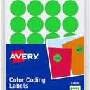 Avery 05468 Removable Round Labels, 3/4-Inch Diameter, Neon Green, 1008 Labels/PK