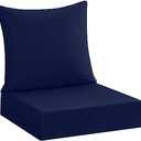 cozyide Outdoor Deep Seat Patio Cushions Set, Waterproof Outdoor Chair Cushions Set, Memory Foam Patio Furniture Cushions 24" x 24", Includes Seat Cushion & Back Pillow, Navy