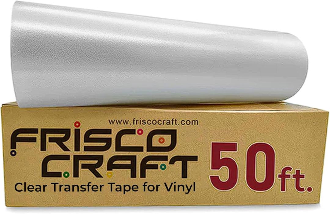 Frisco Craft C-370 Clear Transfer Tape for Vinyl 12" x 50 Feet Clear Lay Flat | Application Tape Perfect for Self Adhesive for Signs Stickers Decals - Compatible with Cricut Vinyl Cutters