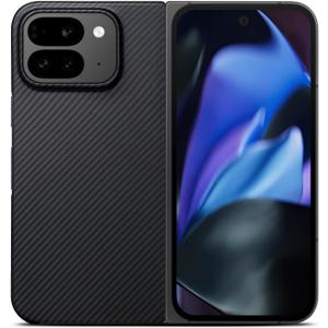 Thin Lightweight 600D Aramid Carbon Fiber Back Cover Case for Google Pixel 9 Pro Fold Black (For Pixel 9 Pro Fold)
