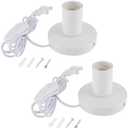 HUAREW Polished Metal Desktop Lamp Base, E26 E27 Screw Light Socket Edison Bulb Holder Base, Small Industrial Table Lamp Base Only, 6ft Cord On/Off Switch US Plug (White,2 Pack)