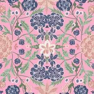 VEELIKE 17.7''x354'' Pink Floral Wallpaper - Stick & Peel, Removable, Prepasted, Renter-Friendly, Victorian Damask Wallpaper for Bedroom & Bathroom (17.7" x 354")