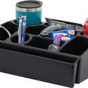 Vehicle Seat Organizer Car Storage Caddy with Carrying Handle, 2 Large Cup Holders, 10 Compartments, Hidden Extra Storage, Fits Most Vehicles, Made in USA from Recycled Plastic