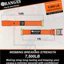 ORANGEE 4 Pack 15FT x 2IN E Track Ratchet Strap 4500lb Breaking Strength for Container, Cargo Vans, Trailer Load Hi Visible Neon Orange Color