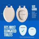 HIGHCRAFT Premium Elongated Toilet Seat with Adjustable Hinges & Quick Removal Mechanism - Molded Wood Toilet Seat - Fits Standard Elongated Toilets - Oval Seat in Bone/Beige