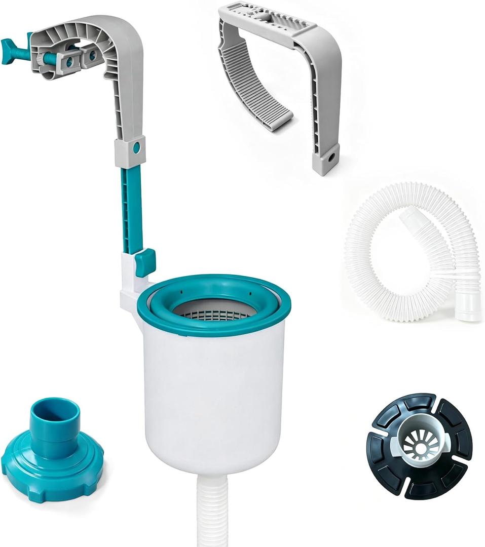 Above Ground Pool Skimmer, Wall Mount Surface Skimmer Auto Skimming Surface Leaves, Pool Maintenance Accessories, for Inflatable Collars, Tubular & Metal Frame Pools
