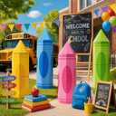 Crtiin 4 Sets Back to School Decoration Boxes 37'' Jumbo Crayon Paper Box
