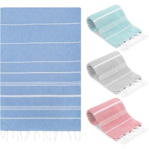 100% Premium Turkish Cotton Beach Towel by Sun Ninj Turkish Cotton Beach Towel by Sun Ninja | Lightweight highly absorbent 100% Turkish cotton travel towel, extra large ultra soft, for adults and kids, 38" x 71"