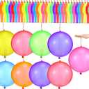 Chivao 100 Pcs Punch Balloons Bulk Prizes for Kids Assorted Color Punching Balloon with Rubber Band Handle Party Favors for Birthday Party Wedding