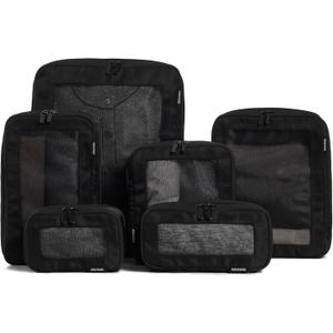 Compression Packing Cubes for Travel - Luggage Organizer Bags - Double Zipper Packing Cubes for Suitcases (6-Pack, Black)
