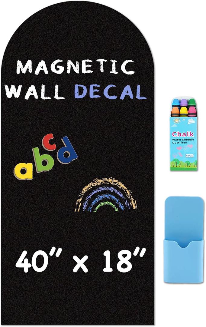 Arch Magnetic Wall Decal - 40" x 18" Matte Finish Chalkboard Sticker for Wall - Magnetic Board for Playroom, Home Classroom(Black)