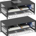 ECOLOVI 2-Tier Computer Monitor Stand Riser, Desk Organizer for Monitor, Printer & Laptop Stand, Desktop Workspace Organizers for Office Supplies(Black 2-Pack)