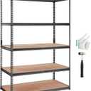 VEVOR Storage Shelving Unit, 5-Tier Adjustable, 2000 lbs Capacity, Heavy Duty Garage Shelves Metal Organizer Utility Rack, Black, 48" L x 24" W x 72" H for Kitchen Pantry Basement Bathroom Laundry