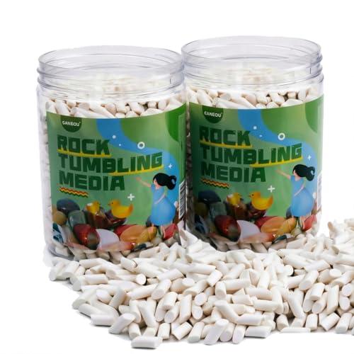 GANGOU 4LB White Ceramic Filler Media Non-Abrasive Ceramic Pellets for All Type Tumblers 3/16" X 3/8"