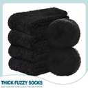 Fuzzy Socks for Women Cozy Fluffy Slipper Socks Soft Warm Winter Fleece Plush Sleeping Gift Socks (One Size, 5 Pairs Black)
