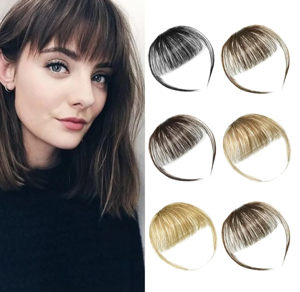 DILUSILK 360Â° 3D Cover Clipin Hair Topper with Bangs Dark Brown 100% Human Real HairToppers for Women Seamless Base for Thinning Hair