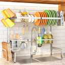 Over The Sink Dish Drying Rack - Adjustable Dish Rack for Kitchen Counter,Metal (Silver)