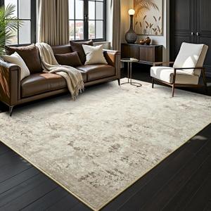 Toneed Abstract Area Rug Modern Washable Rug Soft Non Slip Rug Low Pile for Bedroom Living Room Dining Room Beige 4x6 Feet