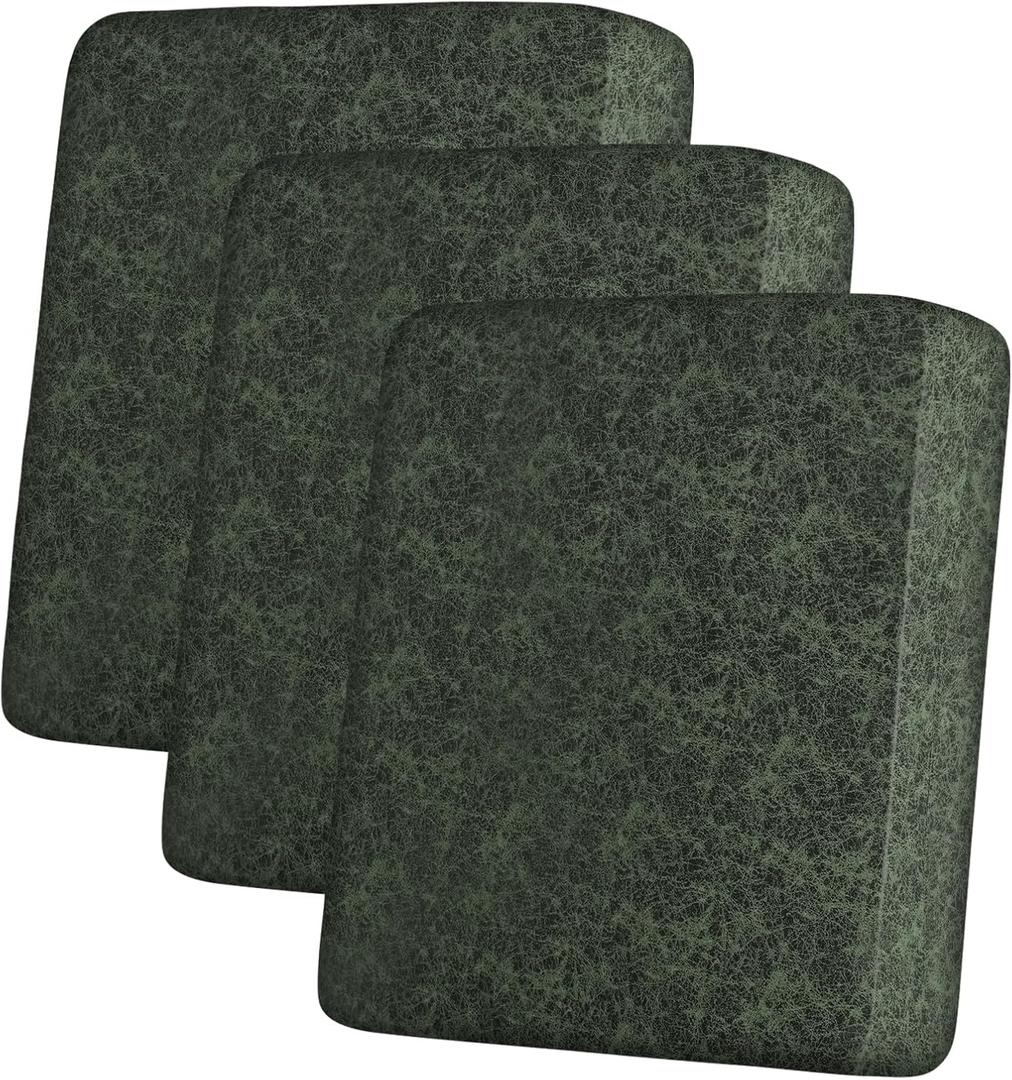 Leather Look Couch Cushion Covers Sofa Seat Slipcovers Sets Couches Furniture Protector for Sectional Armchair Loveseat Pets Kids Stretch Spandex Fabric (3 Cushion Sofa, Army Green-04)