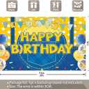 Fabric 72x43inch Yellow Jeans Cartoon Happy Birthday Backdrop Banana Balloon Flag Boy Party Decorations Kids Supplies Photo Booth Props Cake Table Banner