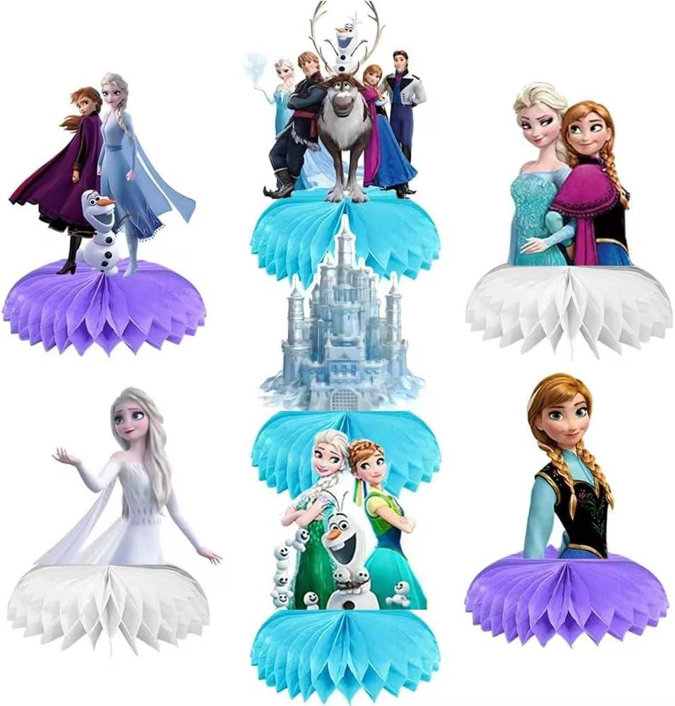 For Frozen Birthday Party Supplies, 7Pcs Honeycomb Centerpieces for FrozenParty Decorations, Double Sided Table Decorations Centerpieces Party