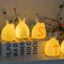 NEROSUN 6 Pack Easter Lettered Bunny Decorations, Ceramic Lighted White Rabbit Figurines Ornaments, Table Centerpiece for Easter Party, Spring Home Decor and Shelf Display