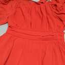 LYANER Women's Lantern Long Sleeve Wrap Tie Back Square Neck Double Layer Ruffle Hem A Line Short Mini Dress (Medium, Red)