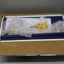 WOPITUES Floating Shelves with Gold Metal Guardrail, Shelves for Wall Decor Set of 3, Wall Shelves for Bedroom, Bathroom, Kitchen, Living Room, Plants, Picture Frames, Art- Gold in Navy Blue (15.7 inch)